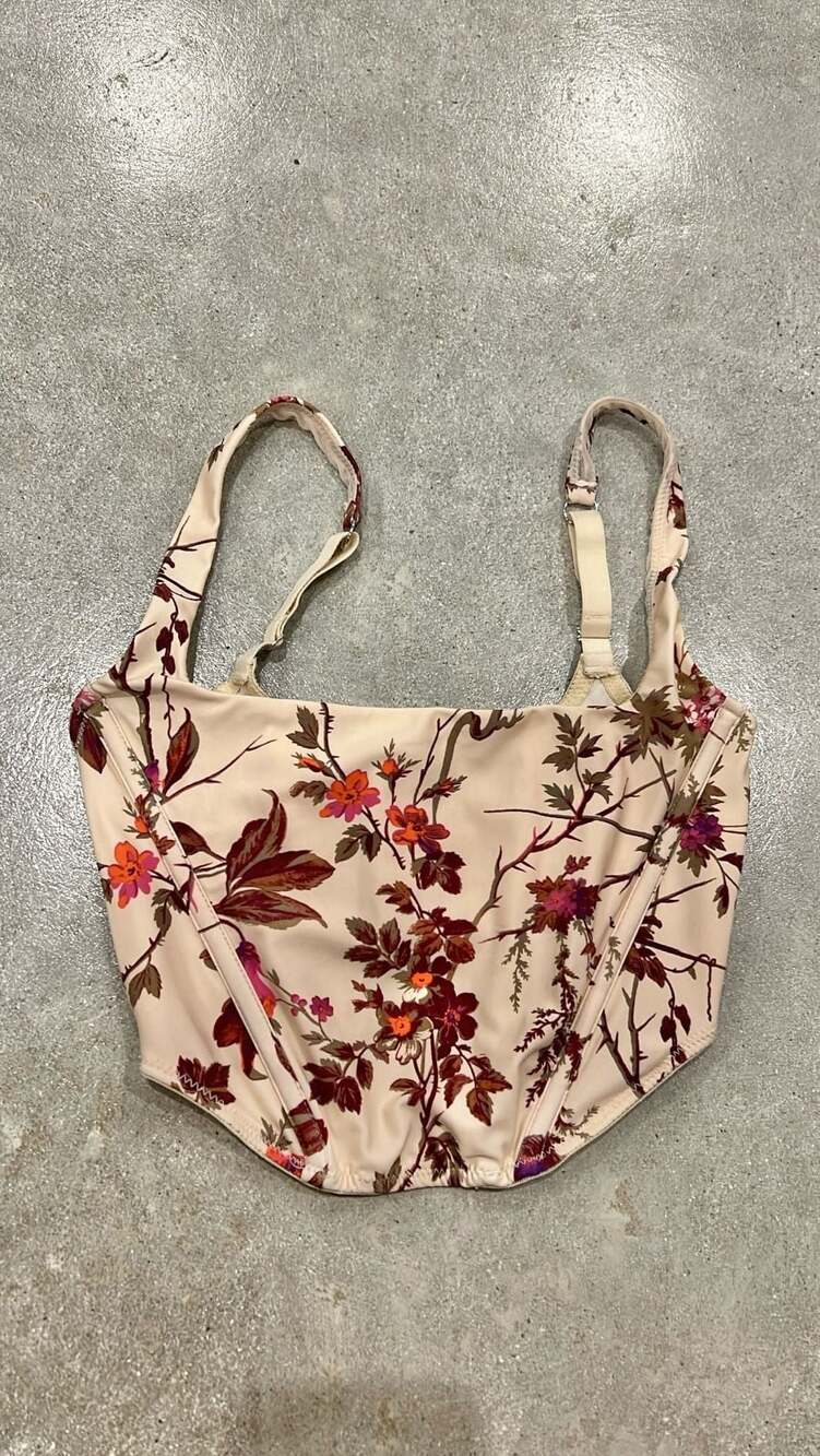 Out From Under Urban Outfitters Lovestruck Micro Floral Corset Top